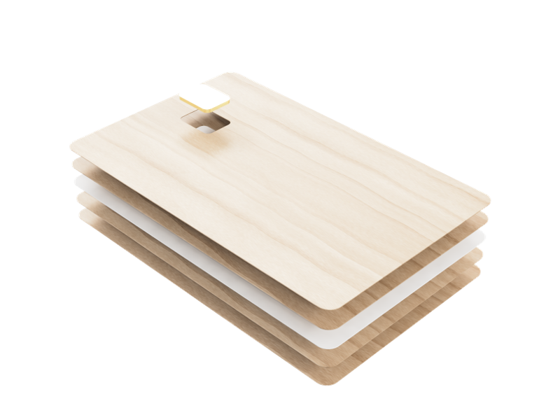 Plastikfreie Holzkarte mit Chip - Plastic Free Wood Card - Swiss Wood Solutions
