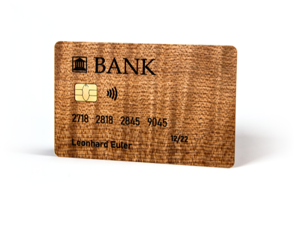 Sustainable banking cards and credit cards made of Wood