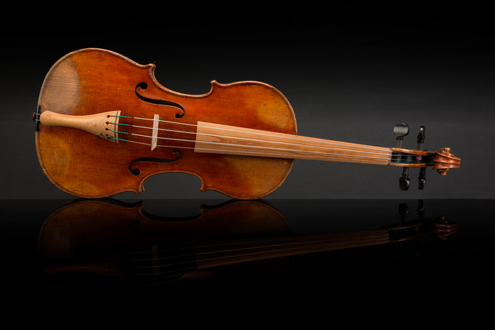 Violin with fret board made of domestic wood